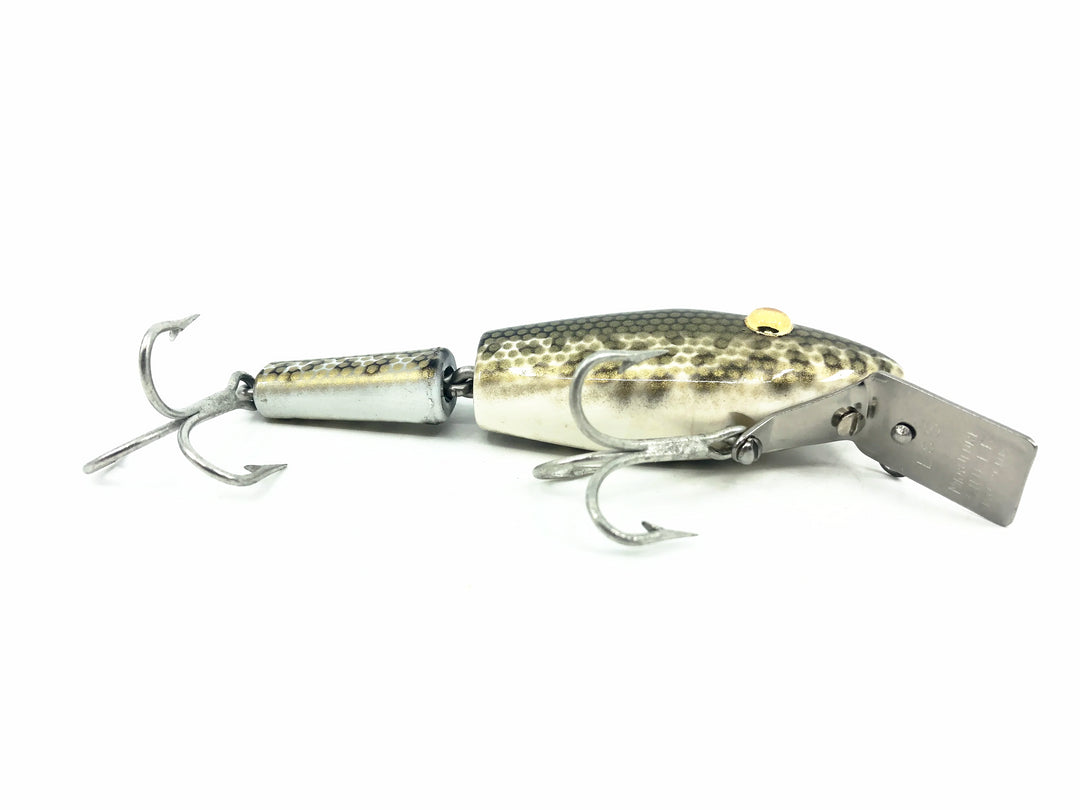 L & S Mirrolure Pikemaster Floater, White Belly/Black Back & Speckles Color