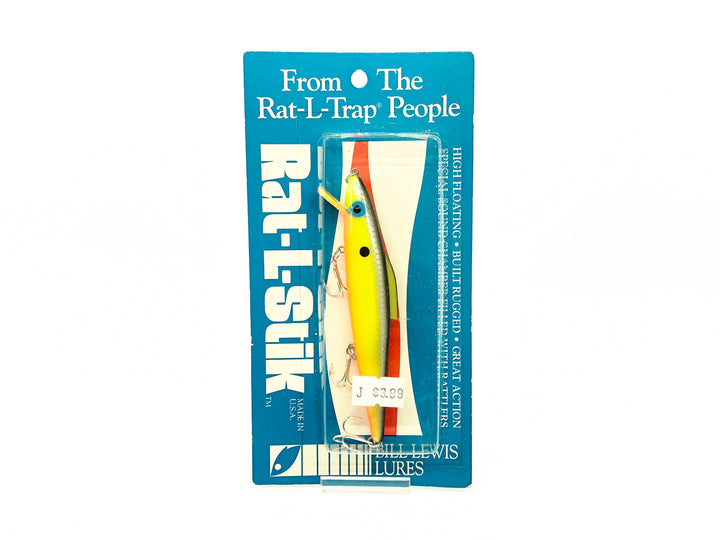 Bill Lewis Rat-L-Stik, #52 Chartreuse Shiner Color on Card