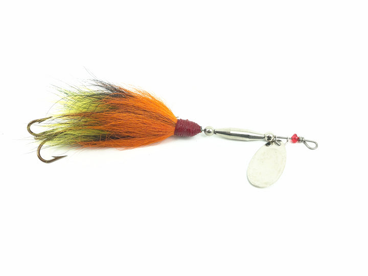 Pike Bucktail Spinner, Silver Blade/Perch Tail Color - French Blade