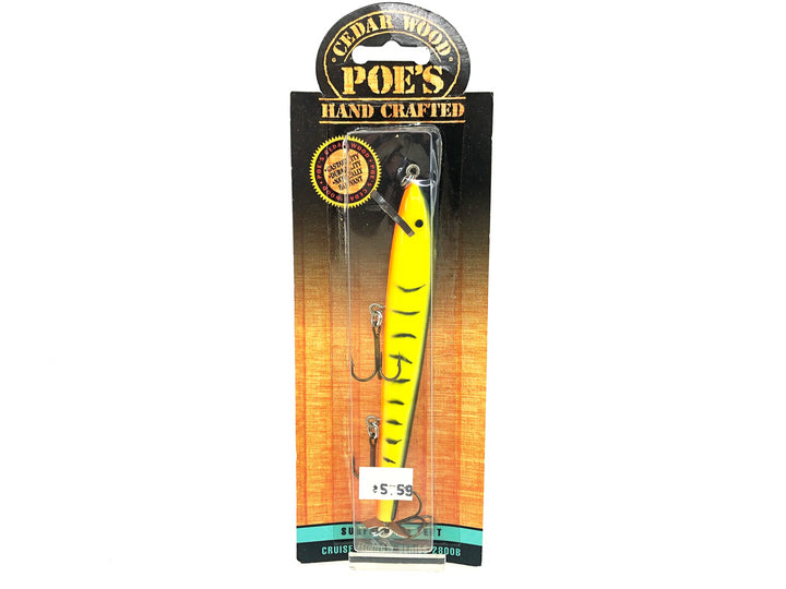 Poe's Cruise Minnow Series 2800, #28 Chartreuse/Black Back/Tiger/Hot Belly Color on Card