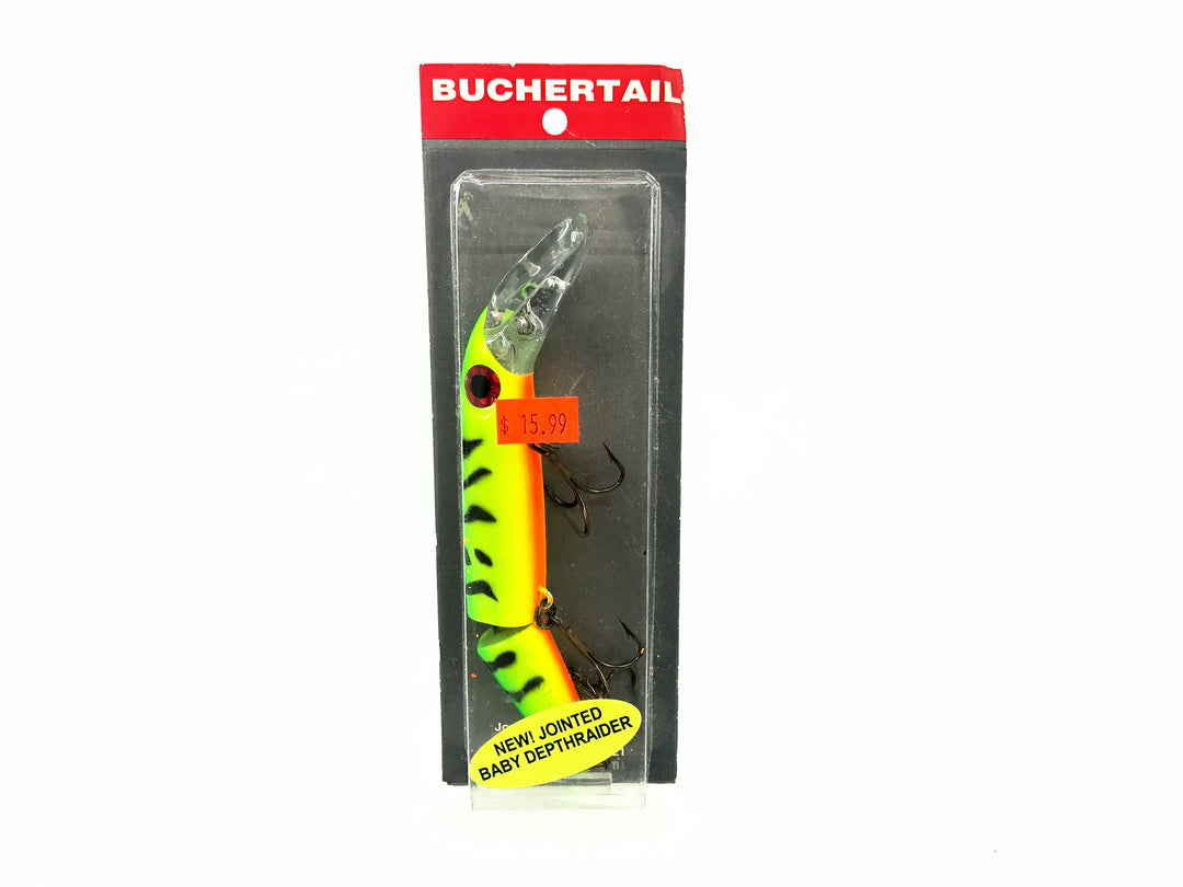 Joe Bucher Tackle Co. Buchertail Jointed Baby Depth Raider 6", Fire Tiger Color New on Card