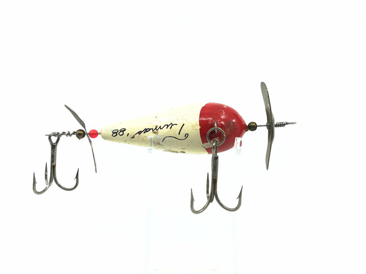 Alzbaits Topwater Musky Spinner, Red/White Color - Signed, 1988