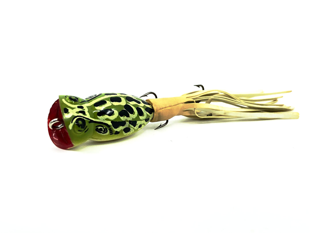 Arbogast Flyrod Hula Popper, Seein's Believin Leopard Frog Color-Tough