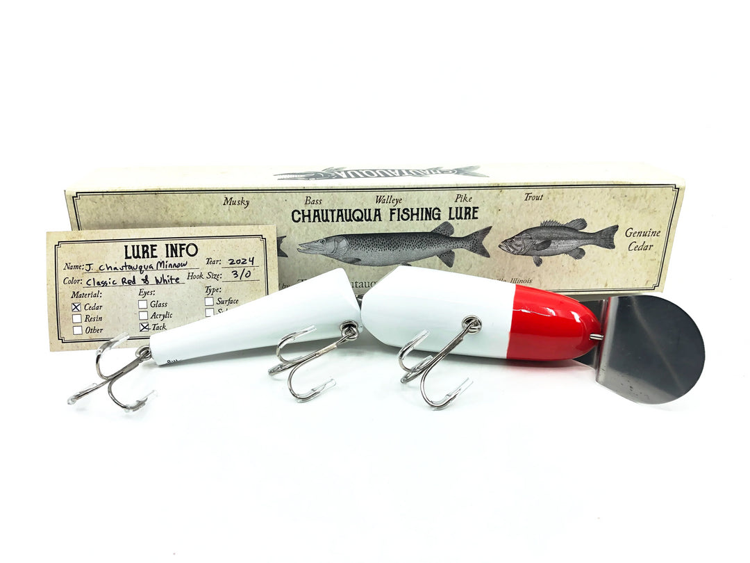 Jointed Chautauqua 8" Minnow, Classic Red & White Color