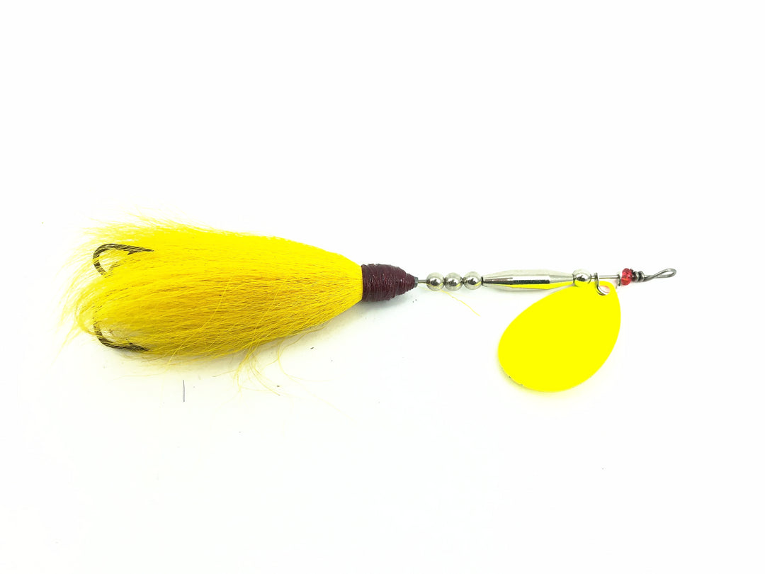 Musky Bucktail Spinner 1oz, Perch Blade/Yellow Tail Color