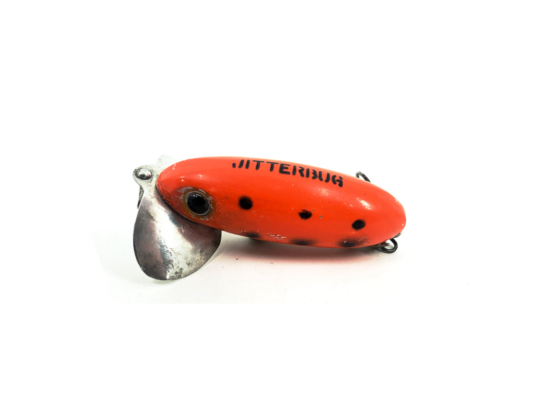 Arbogast Jitterbug 3/8oz, #39 Orange Black Spots, Bugged Eyed Model