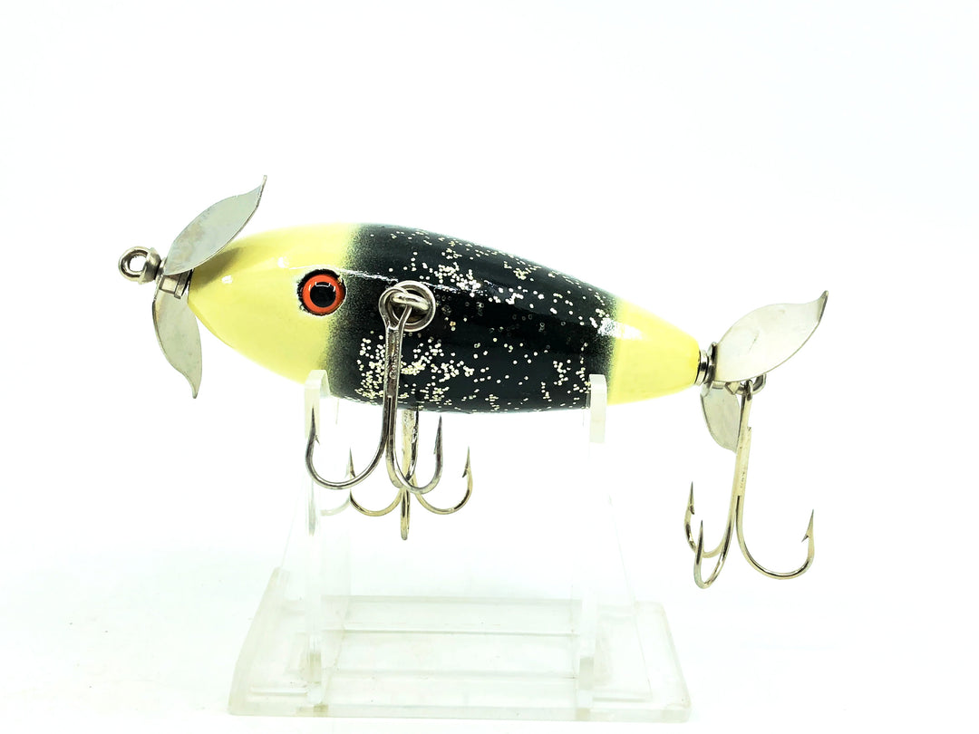 Contemporary 3 Hook Minnow, White Head & Tail/Black Silver Flitter Color