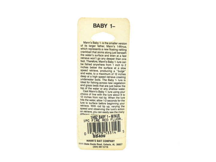 Mann's Baby 1- Minus, Fire Red Fluorescent Color on Card - Double Stamped