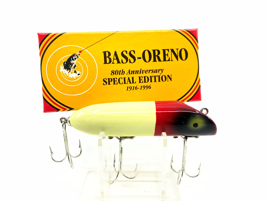 Luhr-Jensen South Bend 80th Anniversary Bass-Oreno, White/Red Head Color New in Box