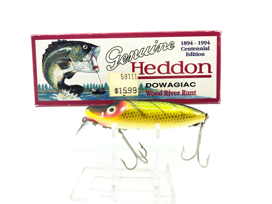 Heddon Centennial Edition Wood River Runt New in Box No. 9400W-L Perch Color