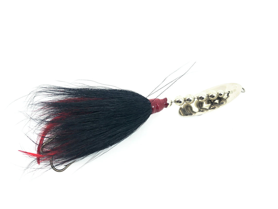 Grim Reaper Inline Spinner 1 2/5oz, Silver Blade/Black & Red Bucktail