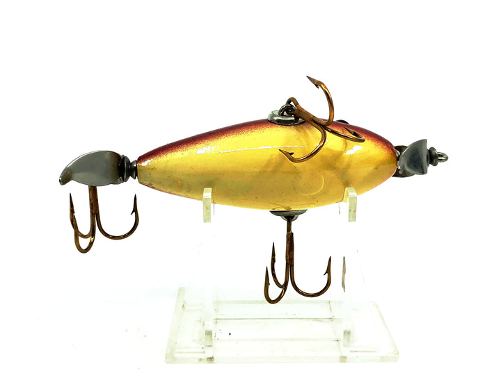 Contemporary 3 Hook Minnow, Yellow Crackleback/Red Line/White Color