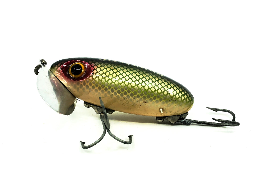 Arbogast Jitterbug 5/8oz, Green Shad Color, Vintage Bugged-Eyed Model