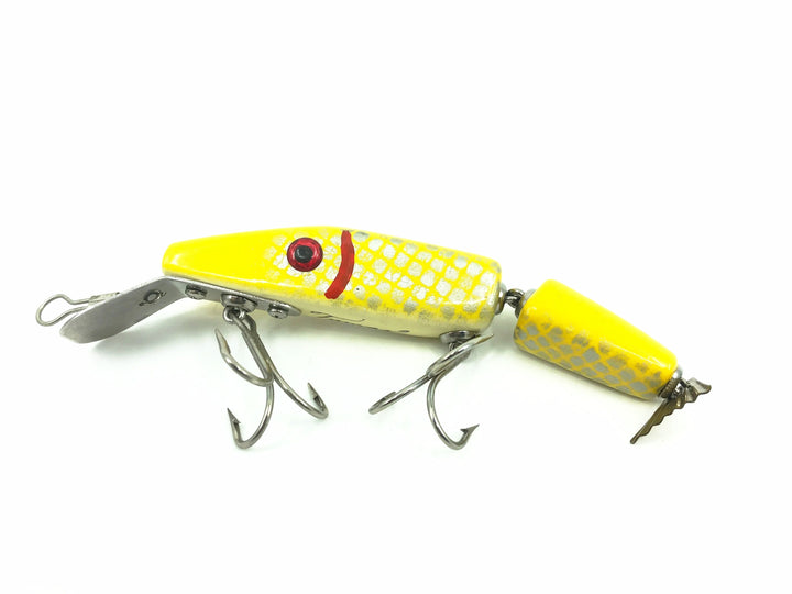 Alzbaits Al Tumas Jointed Pikie Metal Tail Musky Lure, Yellow/Scale Finish - Signed