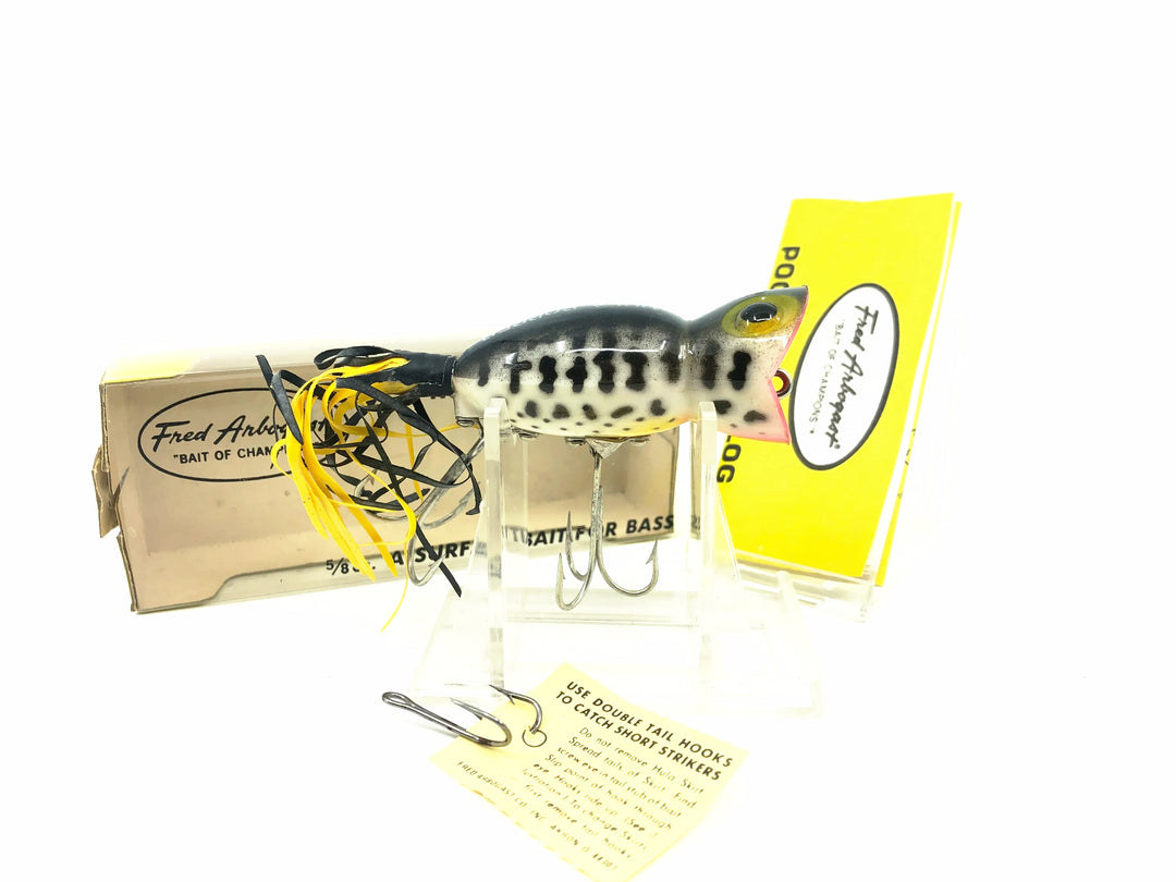 Arbogast Hula Popper 750, #10 Coachdog/White Belly Color with Box - Optional Arbogast Hook