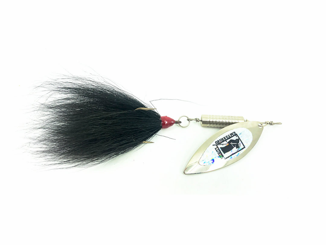 Grim Reaper Inline Bucktail Long Spinner 1.4oz, Silver Blade/Black Bucktail Color