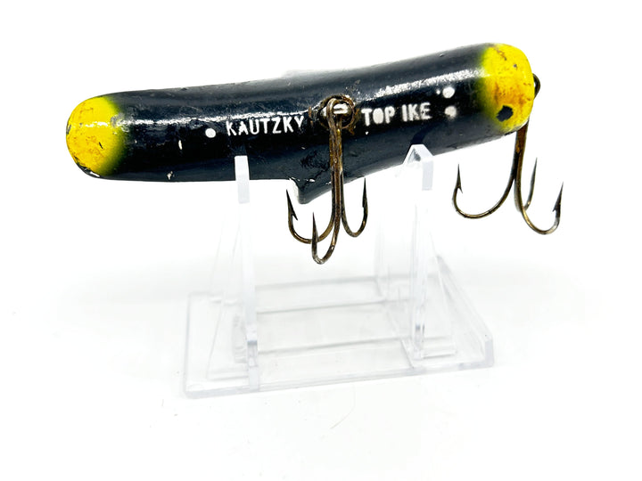 Kautzky Lazy Ike Top Ike Wooden Lure Black Color Yellow Tips Larger Size