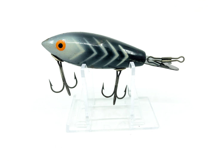 Bomber 514 Wooden Lure Black White Ribs Color