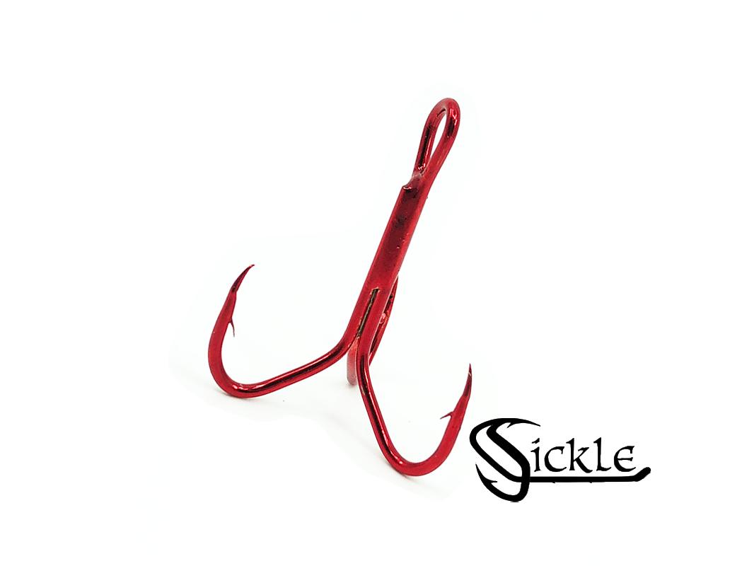 Matzuo American Treble Sickle Hook Size 6 Qty 25 Hooks 340062-6, Red Chrome Color