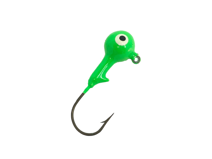 1/5oz Essential Round Ball Jig, Fluorescent Green Color- 8 Pack