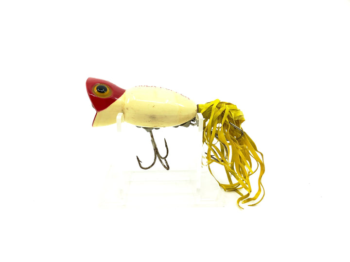 Arbogast Hula Popper, White/Red Color, Early Bug Eyed Model