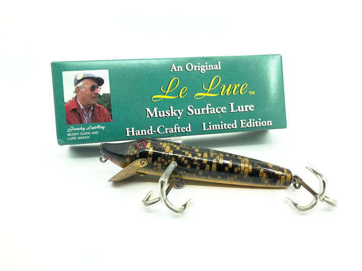 Le Lure Musky Surface Lure, Woody (Vamp Type Lure) Black/Gold Scale Color with Box