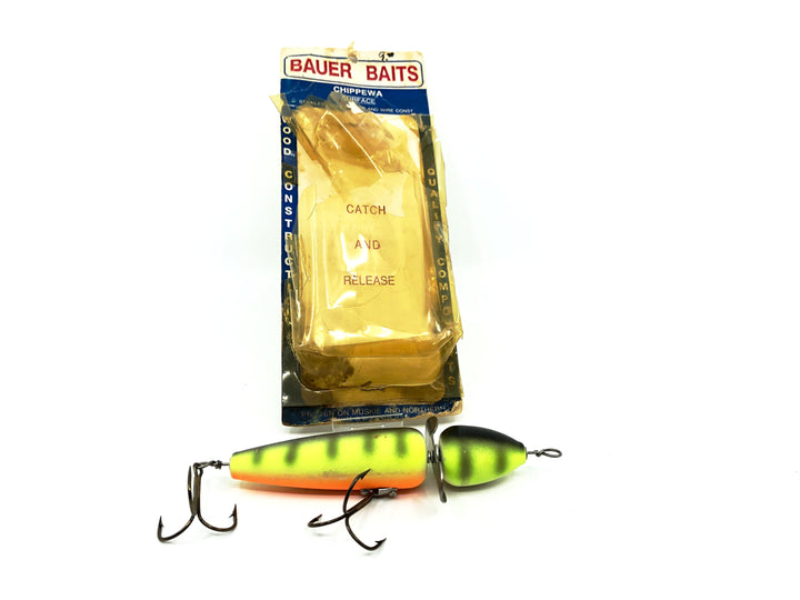 Bauer Baits Chippewa Surface Globe Type Lure, Perch Color with Card