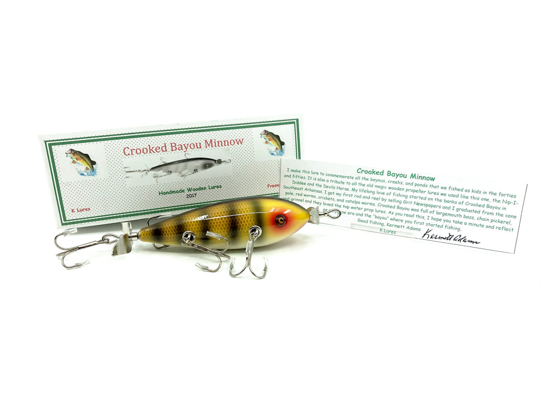 Crooked Bayou Minnow - 5 Hook- Black / Yellow Perch Scale Color