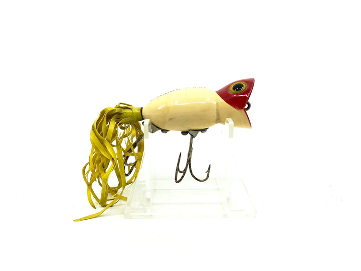 Arbogast Hula Popper, White/Red Color, Early Bug Eyed Model