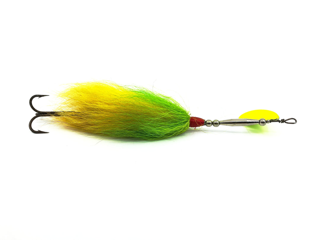 Musky Bucktail Spinner, Chartreuse Blade & Bucktail Color