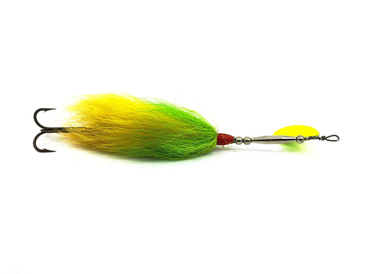 Musky Bucktail Spinner, Chartreuse Blade & Bucktail Color