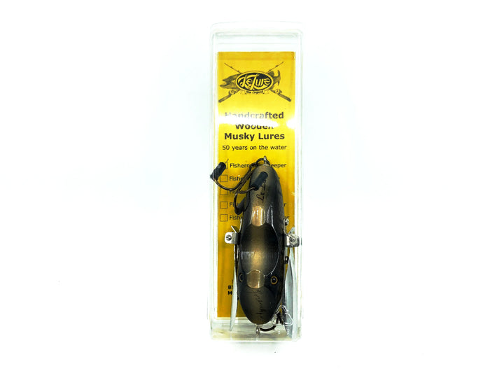 Le Lure Musky Surface Lure, Creeper Type Lure, Black Scale Color with Card - Signed!