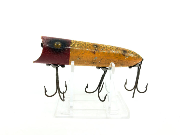 Wooden Heddon Lucky 13, JRH Red Head Frog Scale Color