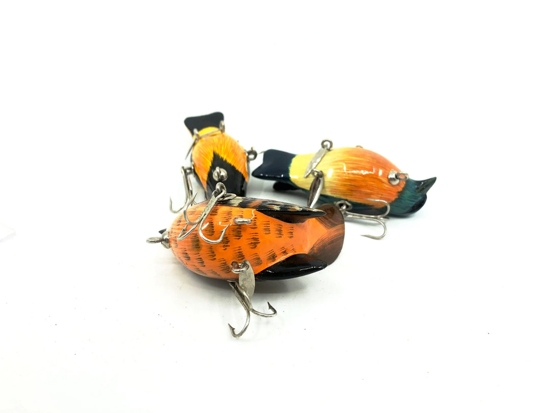 D.A Lures of Western Pennsylvania, Cedar Wood Birds Series, Bird Trio Contemporary Lures - Oriole!