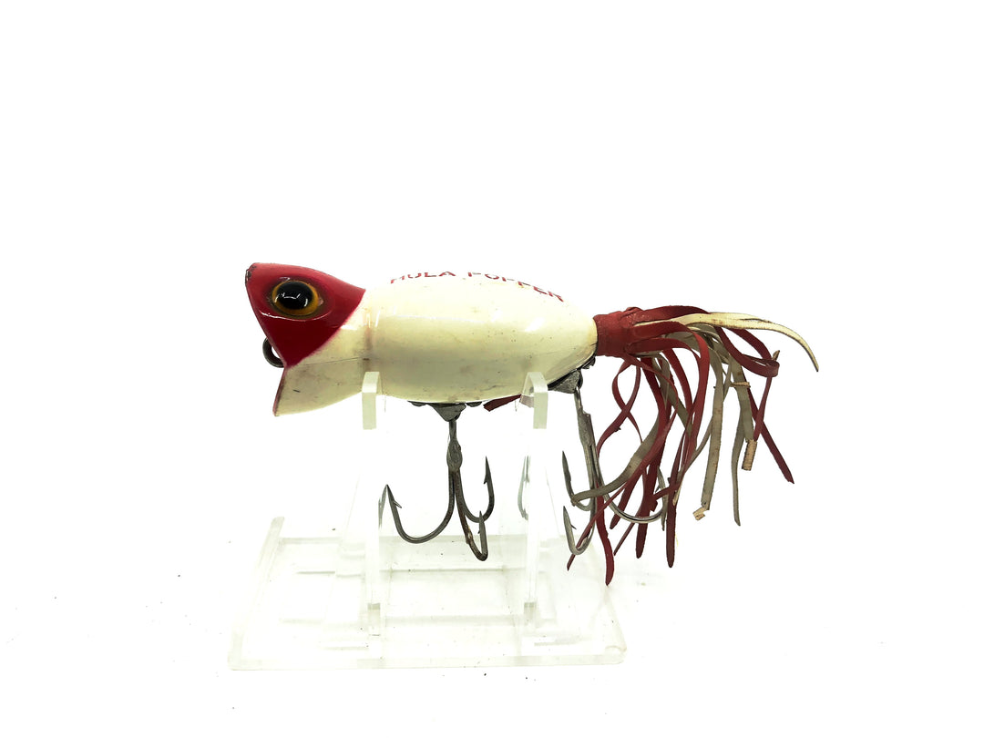 Arbogast Hula Popper, White/Red Color, Early Bug Eyed Model