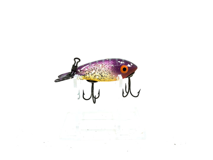 Wooden Bomber 200 Series, #71 Purple Back/Yellow Belly/Silver Sparkles Color - "Fisher"