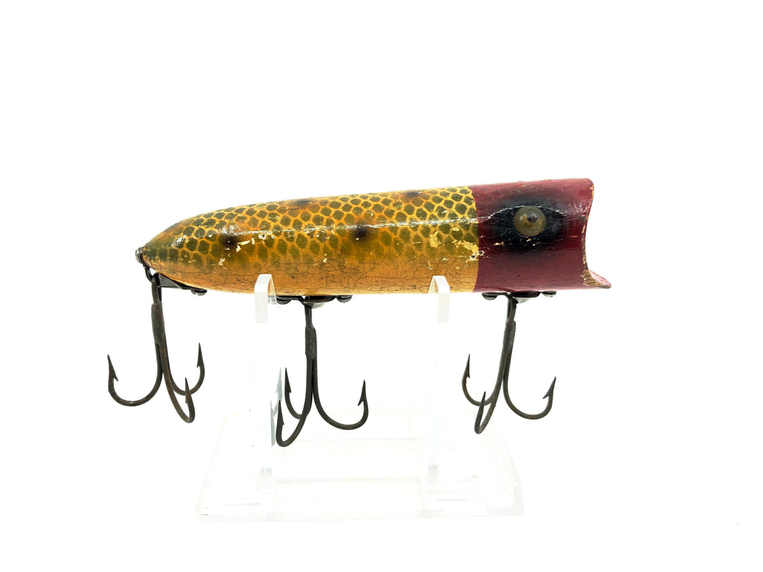 Wooden Heddon Lucky 13, JRH Red Head Frog Scale Color