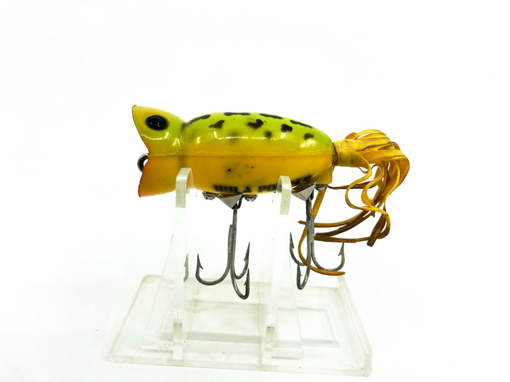 Arbogast Hula Popper, Frog/Yellow Belly Color, Side Stencil Model