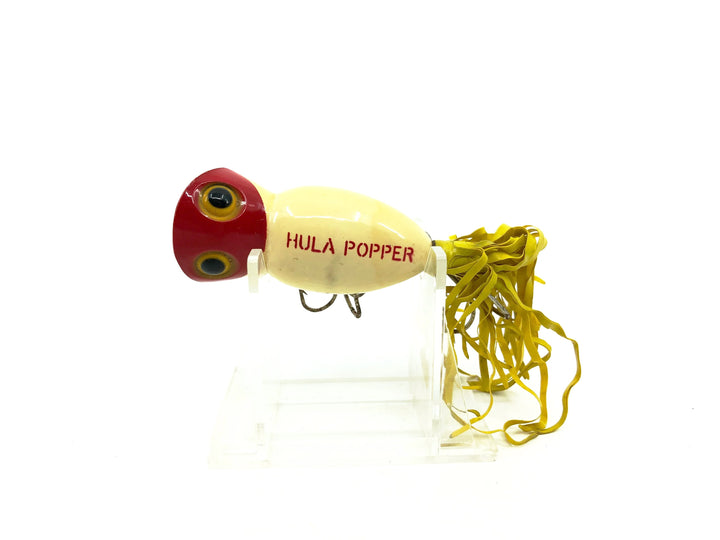 Arbogast Hula Popper, White/Red Color, Early Bug Eyed Model