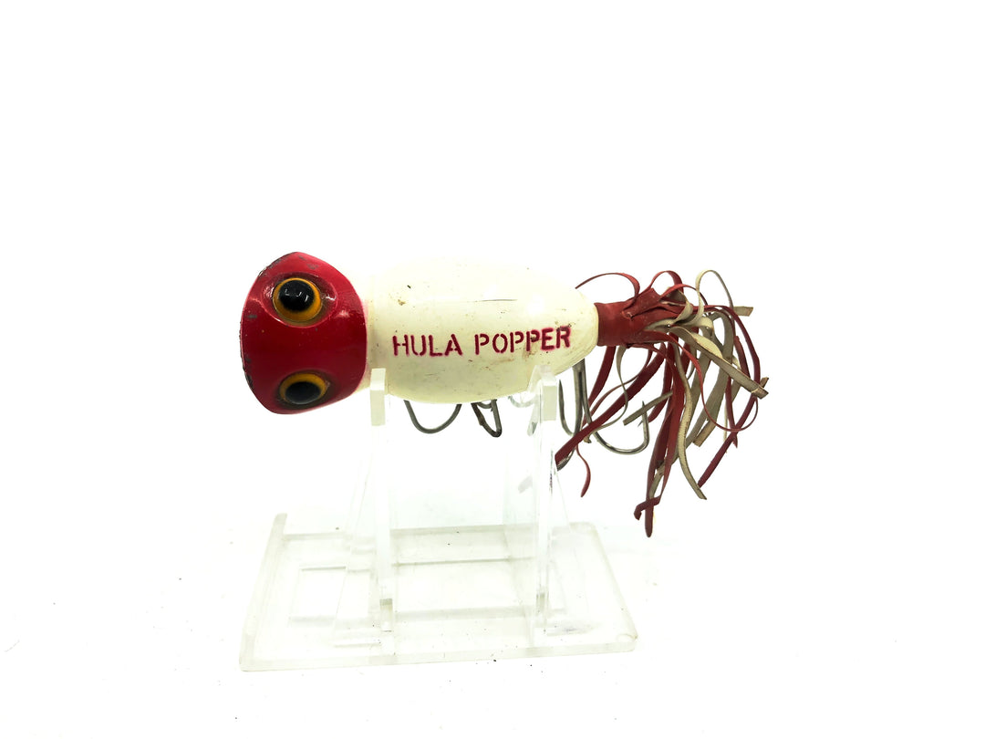 Arbogast Hula Popper, White/Red Color, Early Bug Eyed Model