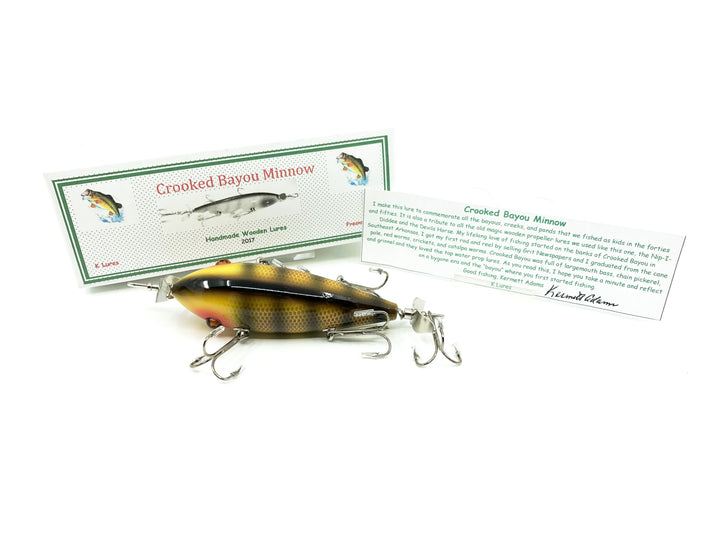 Crooked Bayou Minnow - 5 Hook- Black / Yellow Perch Scale Color