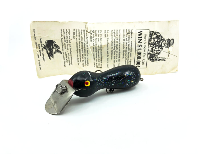 Len Hartman Musky Bug Lure, Black/Glitter Color on Card