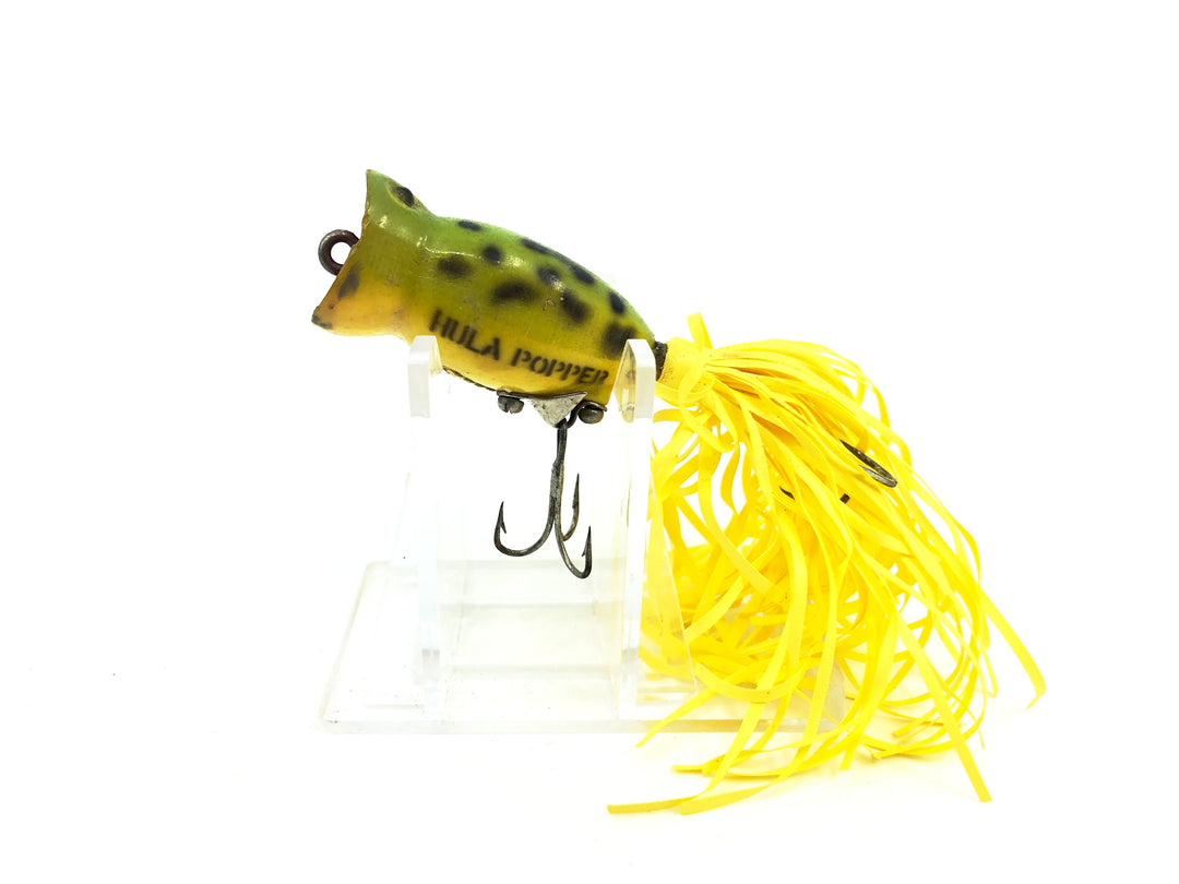 Arbogast Hula Popper, Frog/Yellow Belly Color, Side Belly Stencil Model