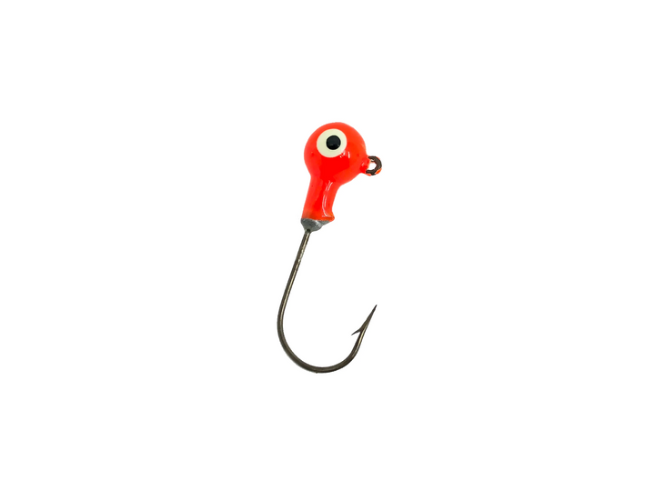 1/10oz Essential Round Ball Jig, Fluorescent Orange Color- 8 Pack