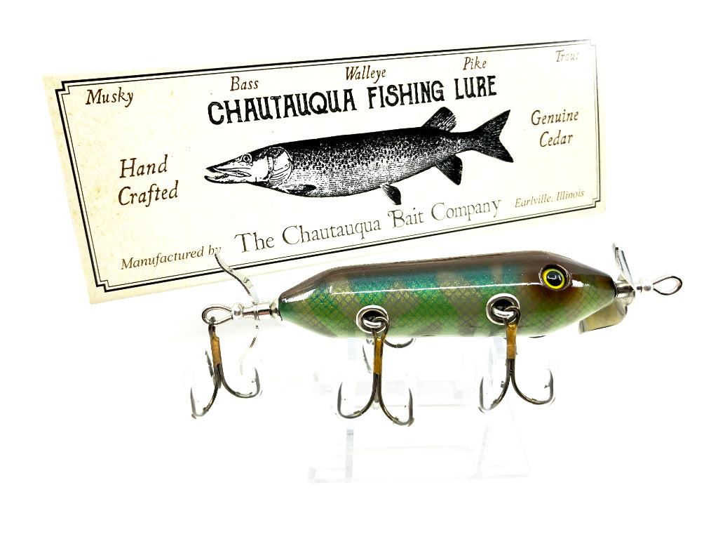 Chautauqua Special Order Wooden 5 Hook Minnow in Camo Perch Color 2020