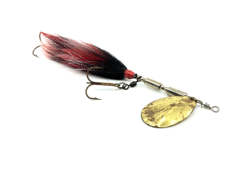 Tandem Musky Spinner Gold Blade Black Red Hackle 9"