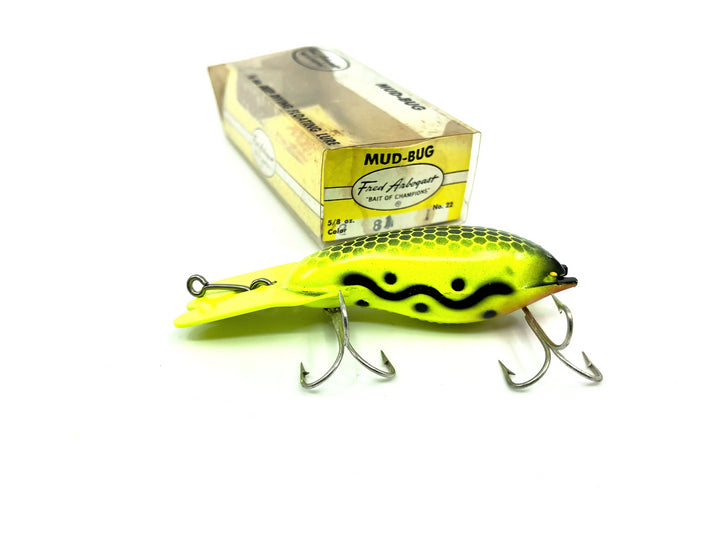 Arbogast Mud Bug Chartreuse and Black Shadow Wave Color with Box