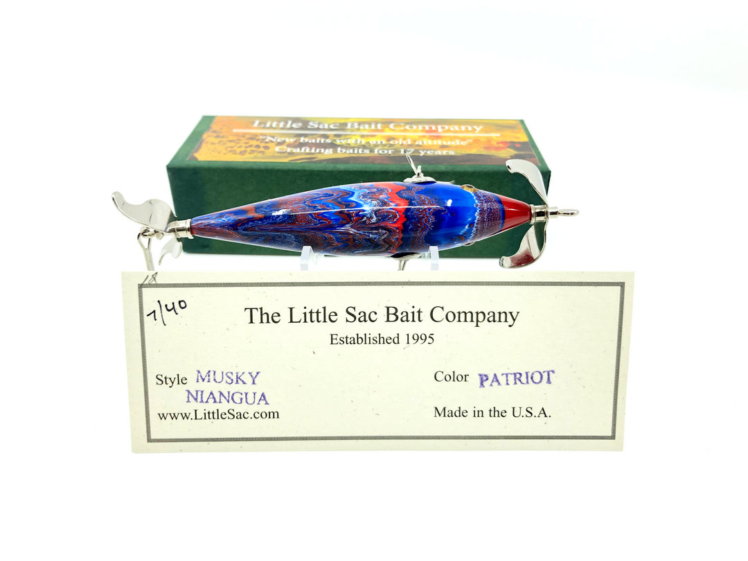 Little Sac Bait Company Musky Niangua Minnow Patriot Color Signed Box 7/40