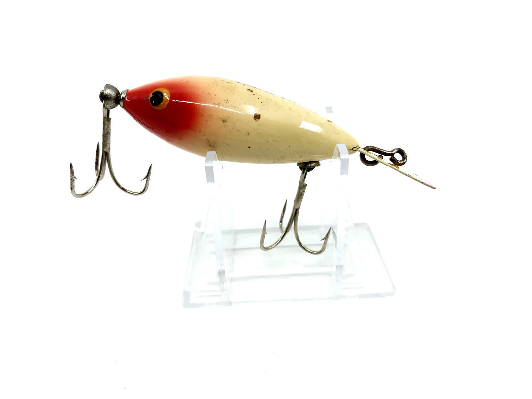 Whopper Stopper Vintage Wooden Lure Red Head White Color