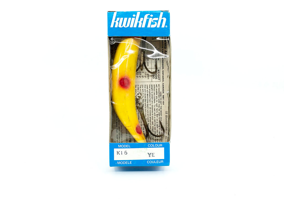 Kwikfish K16 YE Yellow Red and Black Spots Color New in Box Old Stock